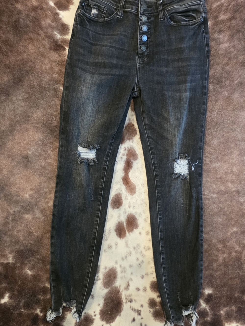Rock & Roll Denim High-Rise Black Distressed Skinny Jeans